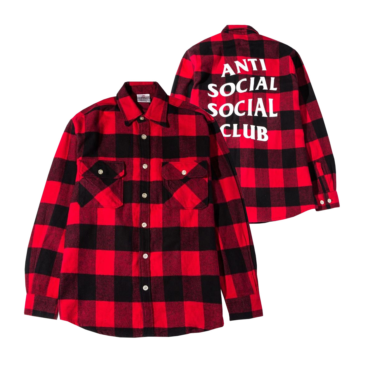 Anti Social Social Club No Expectations Flannel Shirt Red - Novelship